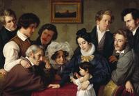 Eduard Bendemann, Theodor Hildebrand, Julius Hübner d. Ä., Wilhelm von Schadow, Carl Ferdinand Sohn, Der Schadow-Kreis, 1830/1831, Foto: Volker Döhne