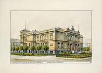 Kaiser Wilhelm Museum, Entwurfszeichnung vom Architekten Hugo Koch (1846–1921), Archiv Kunstmuseen Krefeld