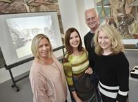 Andrea Hambloch, branch manager Sparda-Bank Krefeld, Katia Baudin, Director Kunstmuseen Krefeld, Volker Döhne und Ursula Wißborn, managing board of the Sparda-Bank West Foundation. The Sparda-Bank West Foundation is Partner of the Collection Satellites.