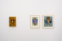 Ausstellungsansicht, religiöse Darstellungen der russischen Künstlerin Natalja Gontscharowa, die sich durch Ikonen wie der des Hl. Nikolaus hat inspirieren lassen, Foto: Dirk Rose