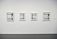 The Mondrian paintings Tableau No. VII, Tableau No. X, Tableau No. XI (all 1925), and Composition IV (1926) in the Kaiser Wilhelm Museum, exhibition "The ABC of Bauhaus" (2019), Photo: City of Krefeld, Press and Communications, Andreas Bischof
