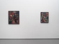 Heinrich Campendonks  
Die Armen, 1918 (l.) und Wirtshaus, 1917 (r.) in Sammlung in Bewegung,
Installationsansicht im KWM, Sammlung Kunstmuseen Krefeld  
© VG Bild-Kunst, Bonn 2024  
Foto: Dirk Rose