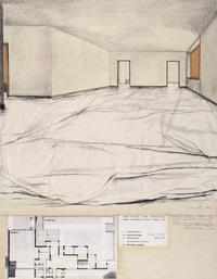 Christo, Wrapped Floors (Project for Museum Haus Lange, Krefeld), 1971  
Collage  
Collection Kunstmuseen Krefeld   
© VG Bild-Kunst, Bonn, 2025 / Christo & Jeanne-Claude  
Photo: Kunstmuseen Krefeld / Volker Döhne