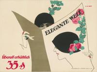Hans Rudi Erdt  
Plakat Elegante Welt, um 1912  
Farblithografie  
Druck: Hollerbaum & Schmidt, Berlin  
© Dirk Rose / Kunstmuseen Krefeld